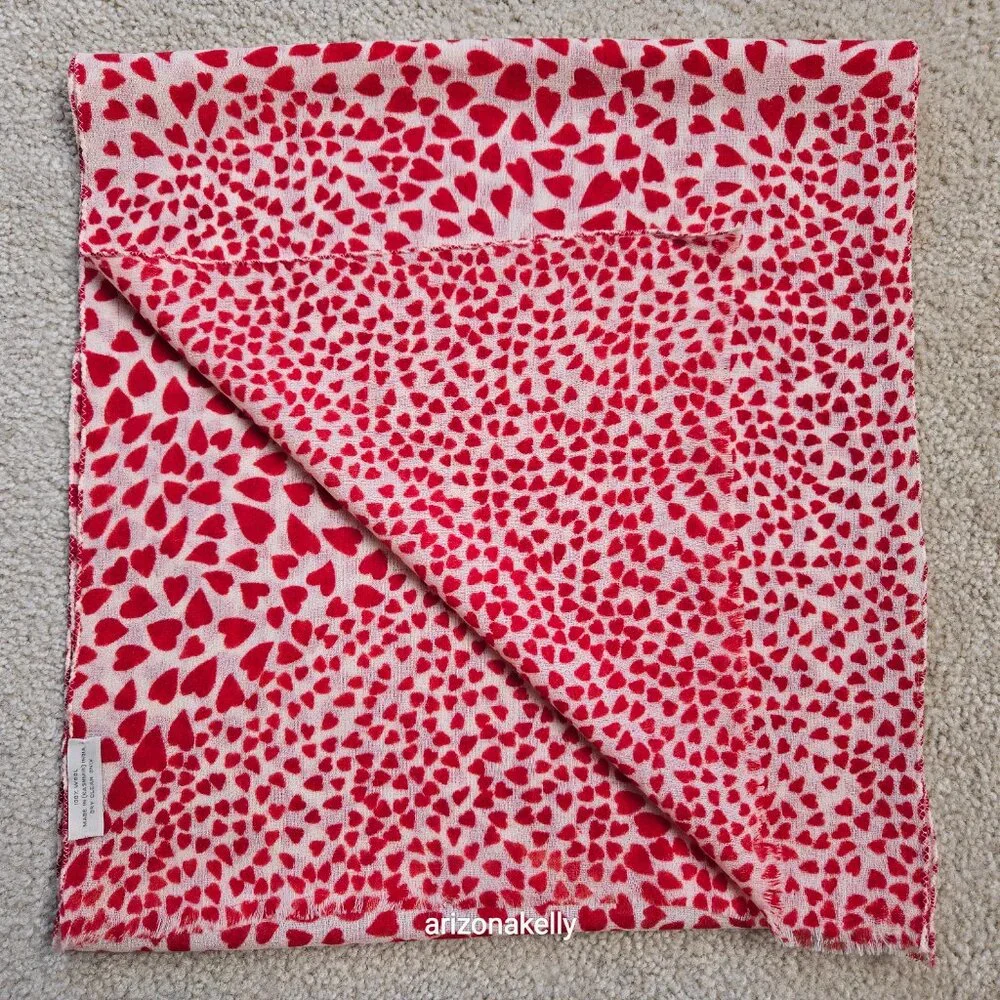 100% Wool Oblong Scarf With Heart Design